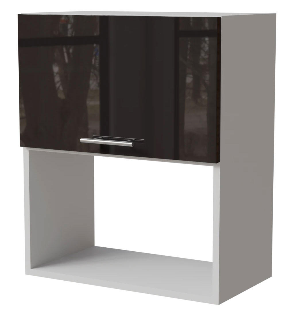 MIKROWELLENUMBAUSCHRANK Essen W2MK/60 Schwarz Hochglanz / Weiß Matt 60 / 32,5 / 72cm - Schwarz Hochglanz/Schwarz, Holz/Holzwerkstoff (60/32.5/72cm) - Feldmann-Wohnen