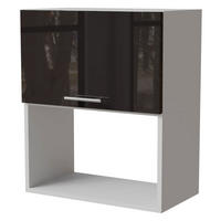 MIKROWELLENUMBAUSCHRANK Essen W2MK/60 Schwarz Hochglanz / Weiß Matt 60 / 32,5 / 72cm - Schwarz Hochglanz/Schwarz, Holz/Holzwerkstoff (60/32.5/72cm) - Feldmann-Wohnen