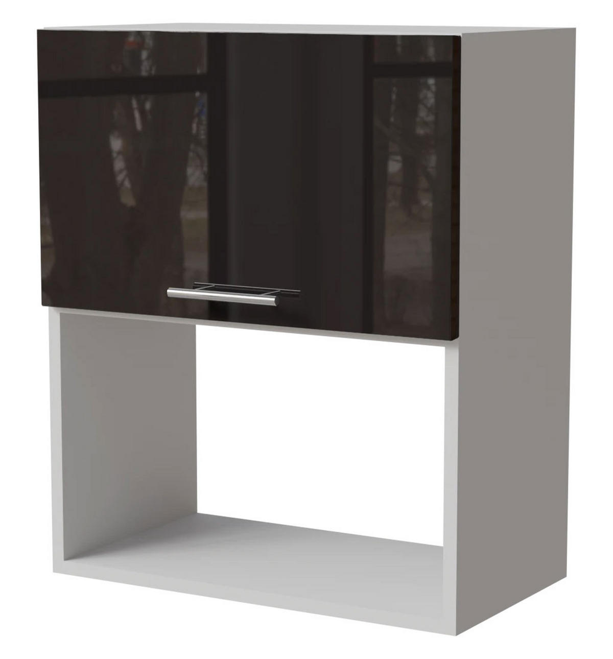 MIKROWELLENUMBAUSCHRANK Essen W2MK/60 Schwarz Hochglanz / Weiß Matt 60 / 32,5 / 72cm - Schwarz Hochglanz/Schwarz, Holz/Holzwerkstoff (60/32.5/72cm) - Feldmann-Wohnen