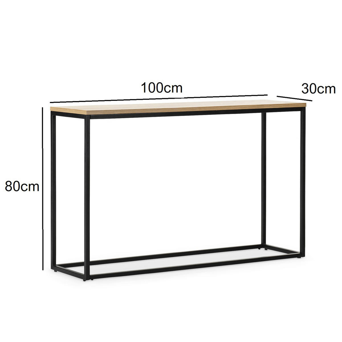 KONSOLENTISCH Kittilä - Eichefarben, Metall (30/100/80cm) - [en.casa]