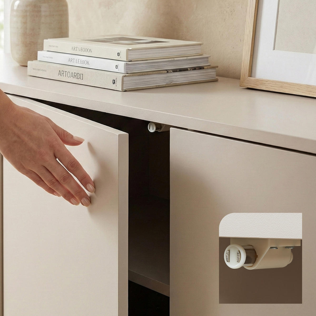 Beige, Holzwerkstoff/Metall (120/55/30cm) - [en.casa]