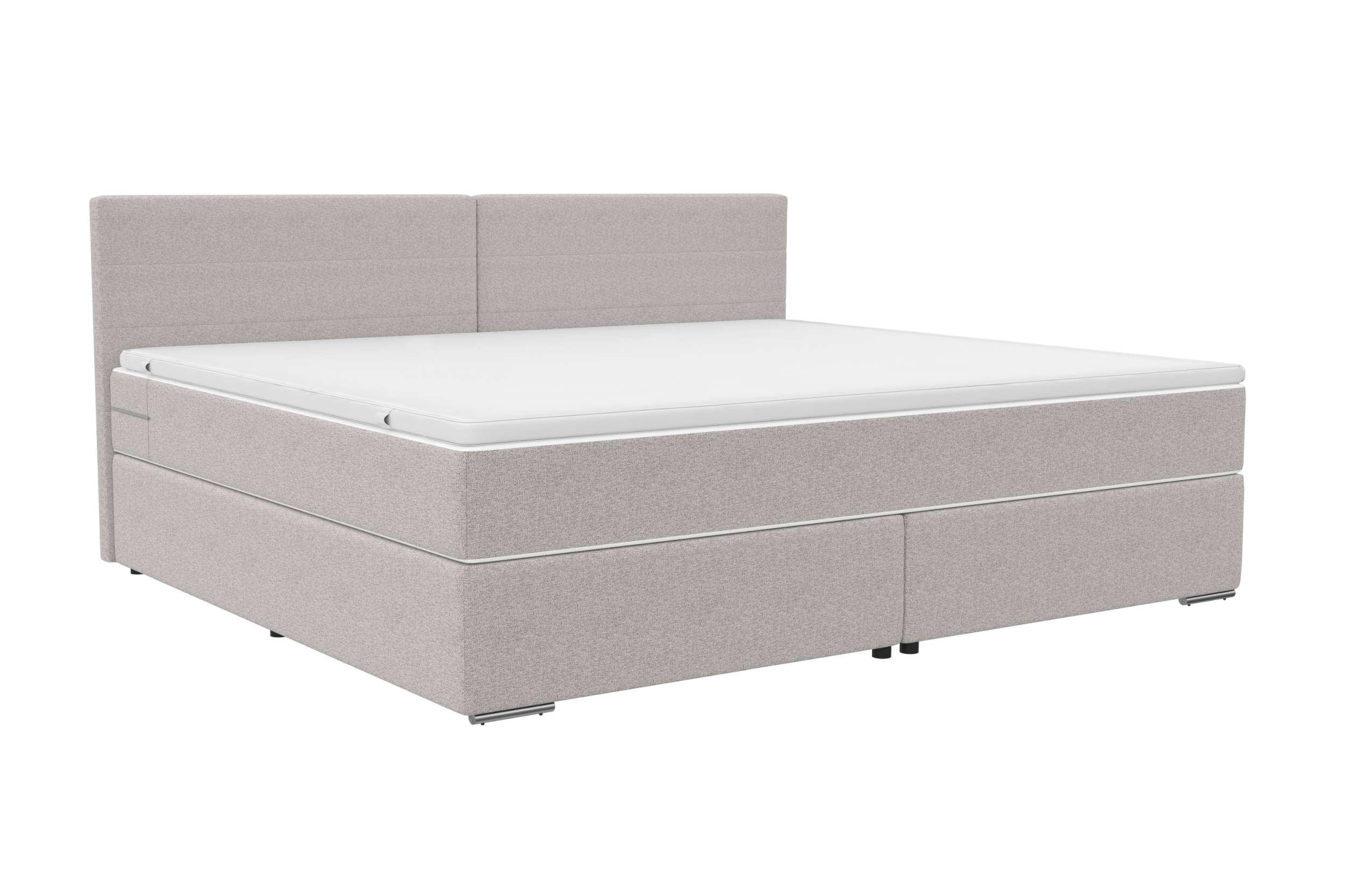 FAMILIENBETT BOXSPRINGBETT Webstoff Hellgrau 260/200 cm - Chromfarben/Hellgrau, Kunststoff/Textil (260/200cm) - 99rooms