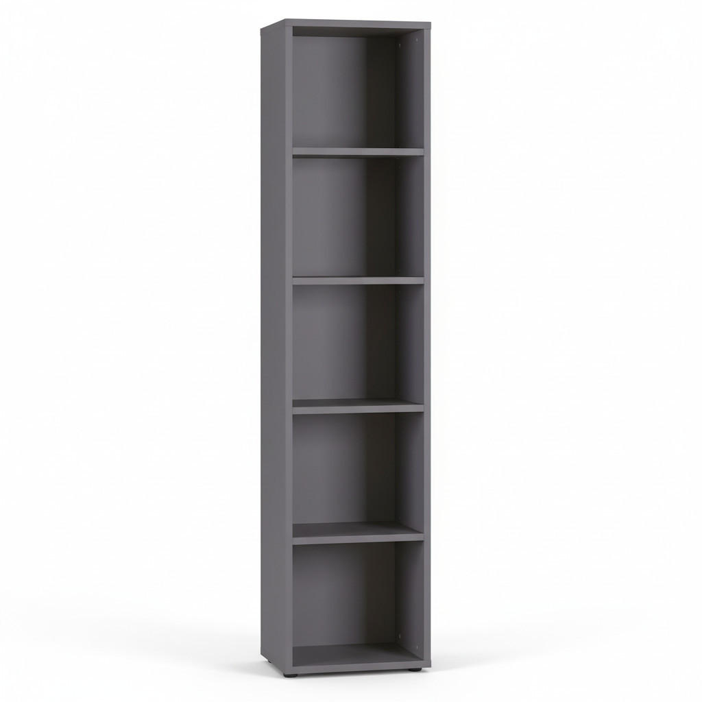 AKTENREGAL Universal FRANKFURT hoch 197cm, 5 Ordnerhöhen Graphit - Schwarz, Holzwerkstoff (45/197/40cm) - KADIMA DESIGN