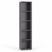 AKTENREGAL Universal FRANKFURT hoch 197cm, 5 Ordnerhöhen Graphit - Schwarz, Holzwerkstoff (45/197/40cm) - KADIMA DESIGN
