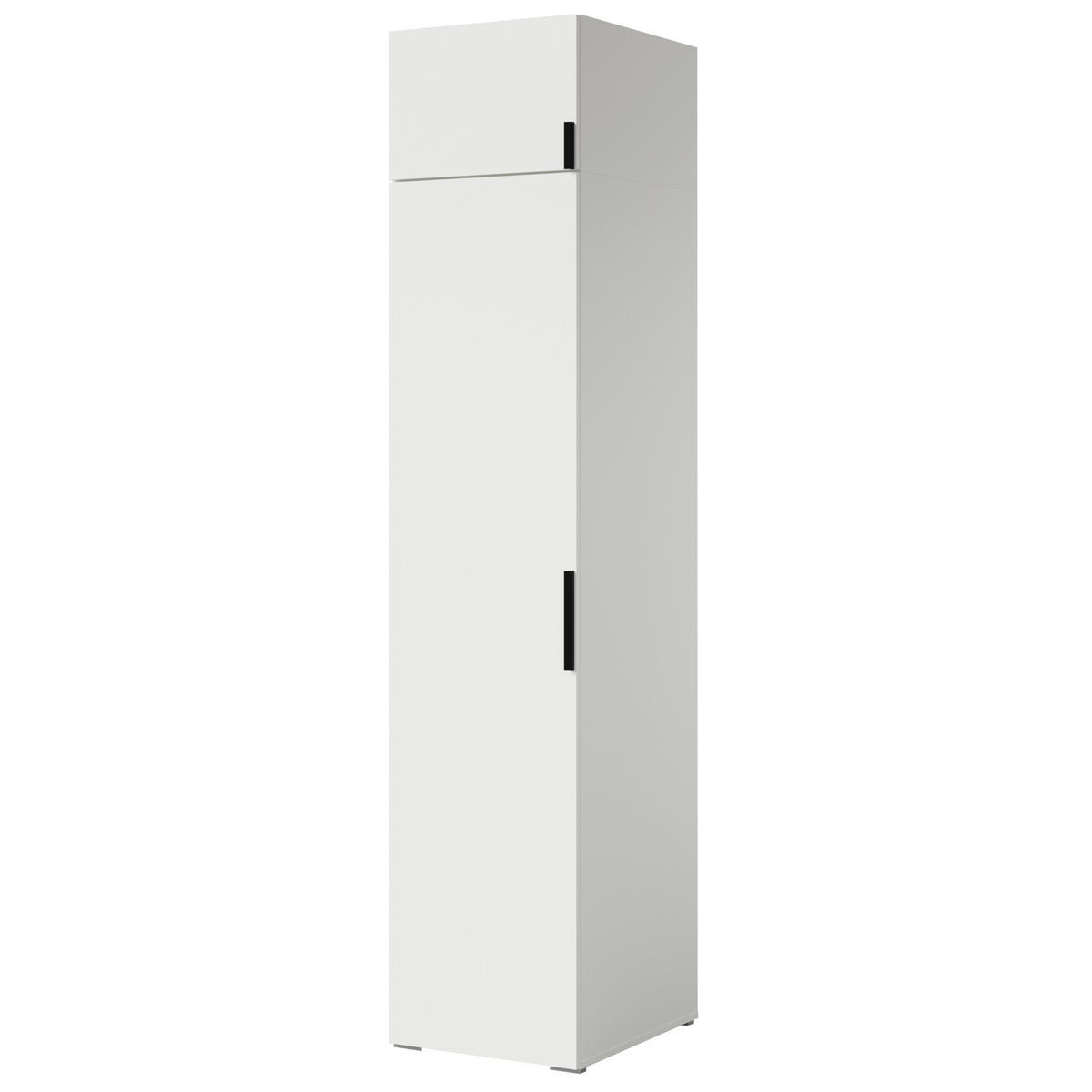 DREHTÜRENSCHRANK mit Einlegeböden und Aufsatz Napoli 1D 50 Weiß (schwarzer oder goldener Griff) - Silberfarben/Schwarz, Holzwerkstoff/Kunststoff (50/35/60cm) - mzm24