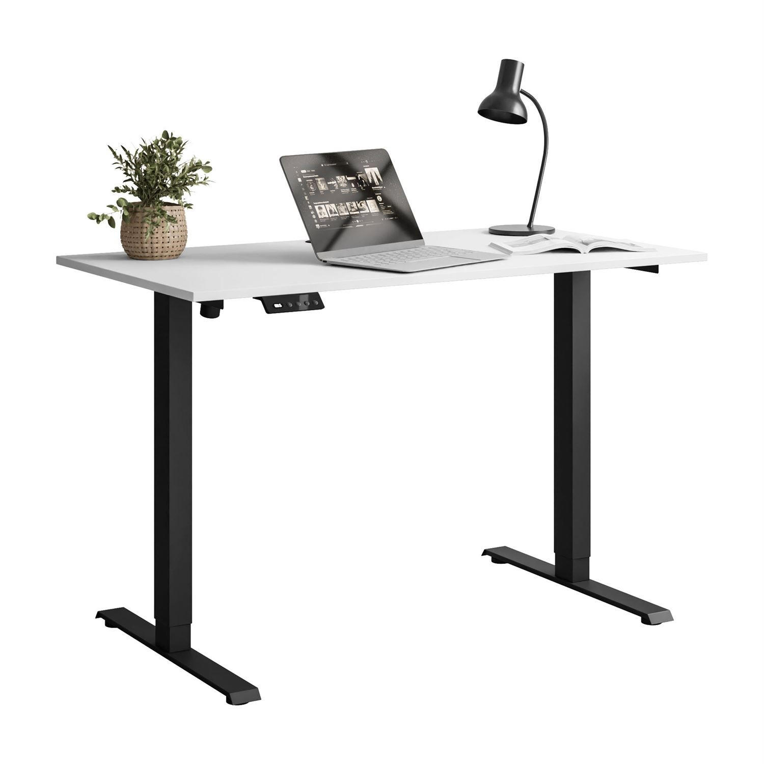 SCHREIBTISCH SPACE höhenverstellbar mit Metallbeinen schwarz/weiß - Weiß, Holzwerkstoff (60/110/69.5cm) - Lookway