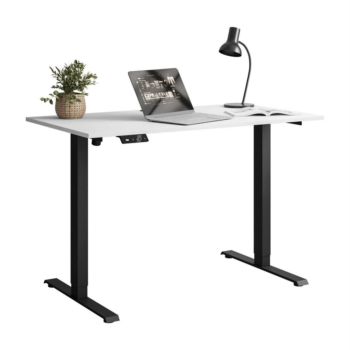 SCHREIBTISCH SPACE höhenverstellbar mit Metallbeinen schwarz/weiß - Weiß, Holzwerkstoff (60/110/69.5cm) - Lookway