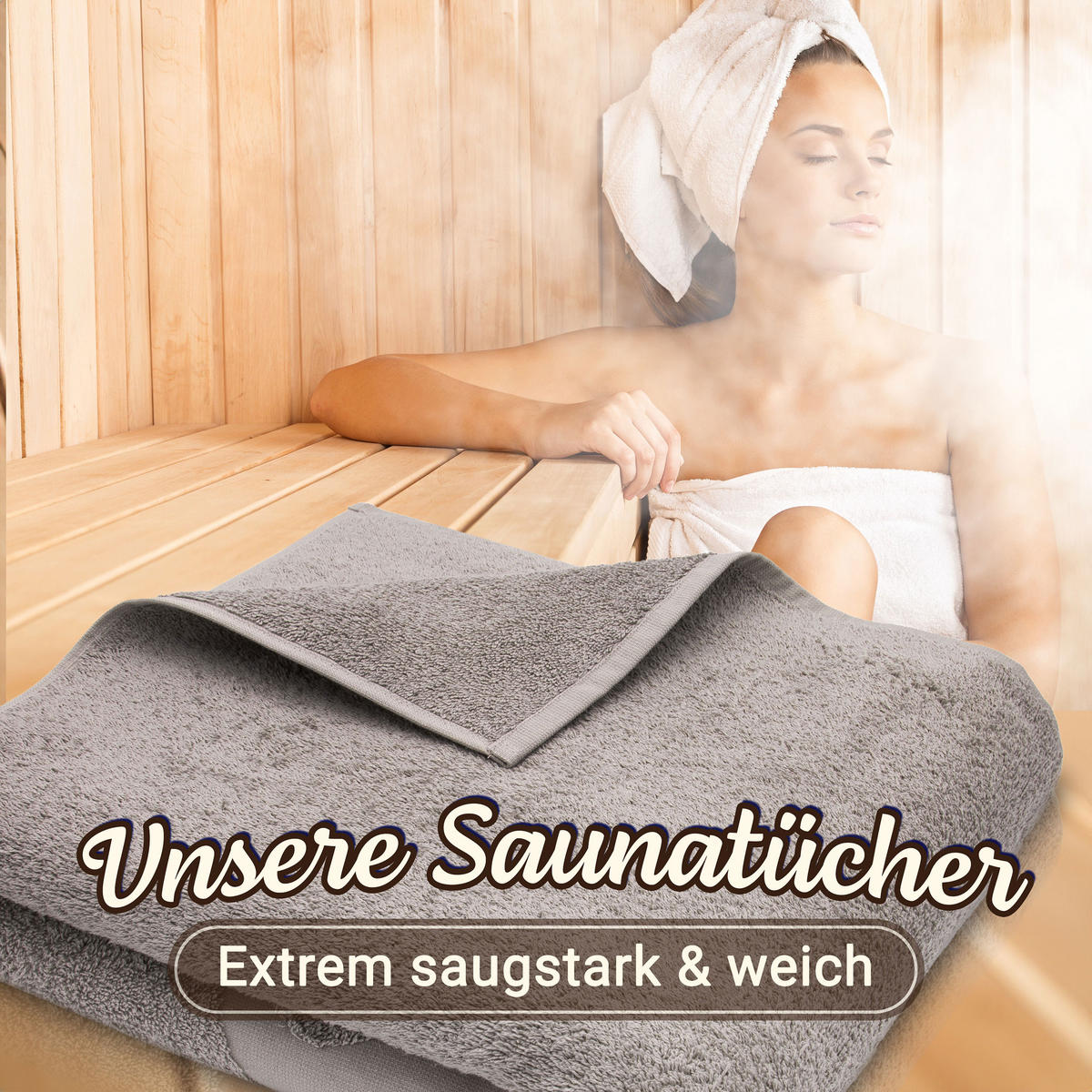 SAUNATUCH, 80 x 200 cm, 100% Baumwolle, Grau - Grau, Textil (80/200cm) - Zollner