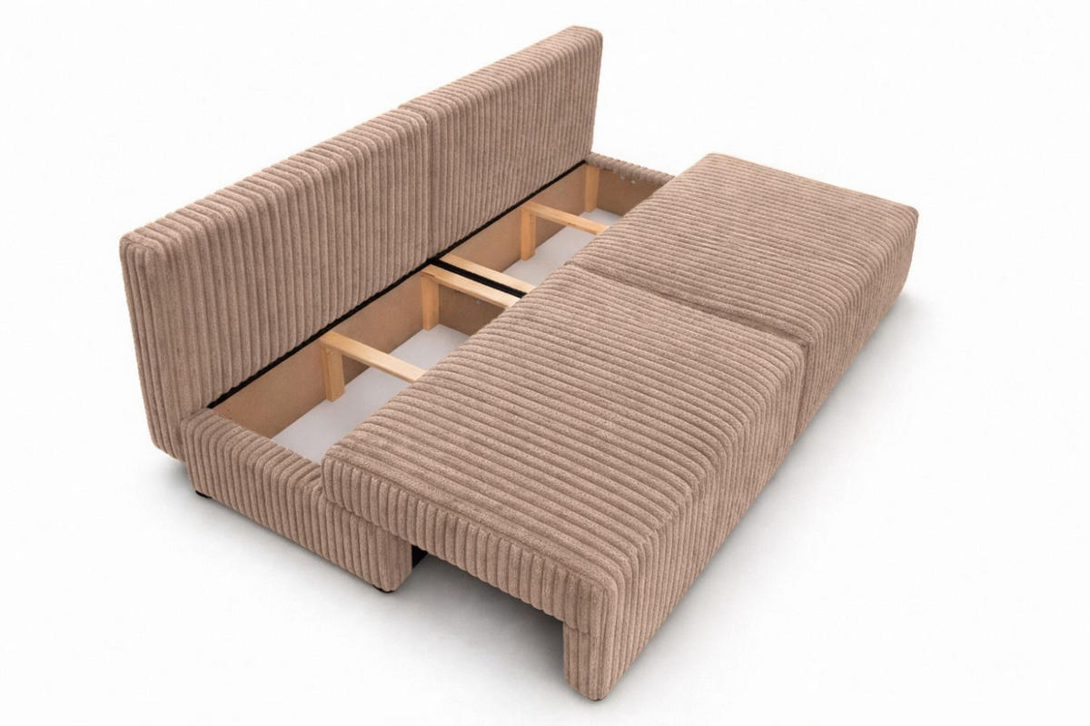 SOFA Mit Schlaffunktion Und Bettkasten, Cordstoff Tilia, Braun, BEST MINI - Braun, Holz (200/83/98cm) - Kaiser Möbel