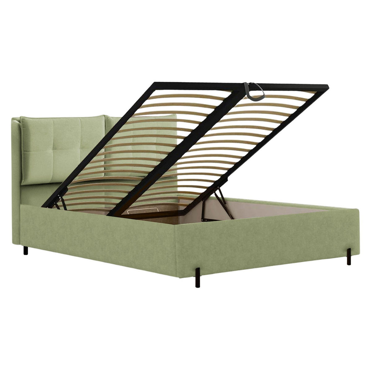 POLSTERBETT Belleo Olivgrün 160x200 cm - Schwarz/Olivgrün, Textil/Metall (160/200cm) - Selsey