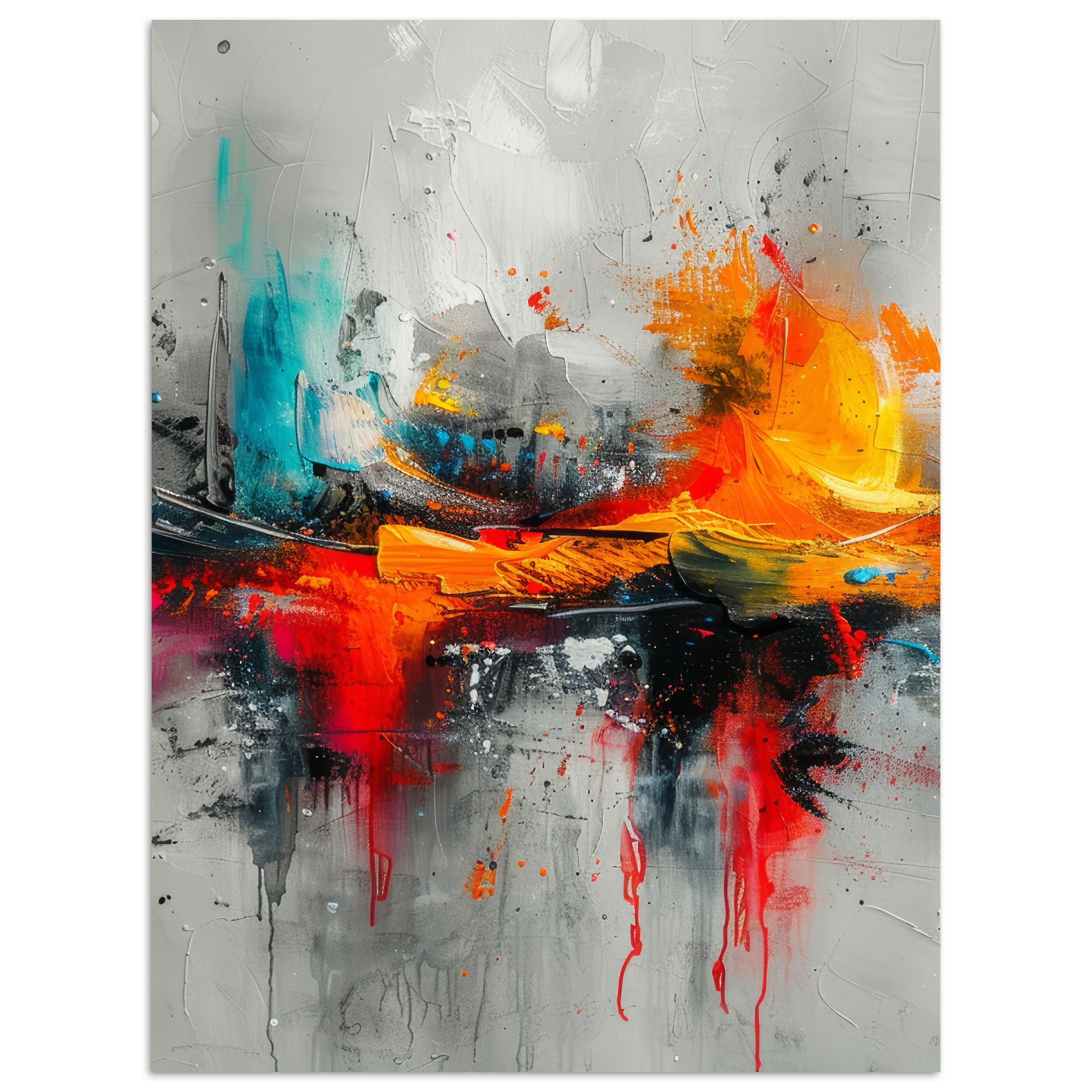 MuchoWow PLAKÁT Moderní umění - Oranžová - Šedá - Abstraktní 60x80 cm