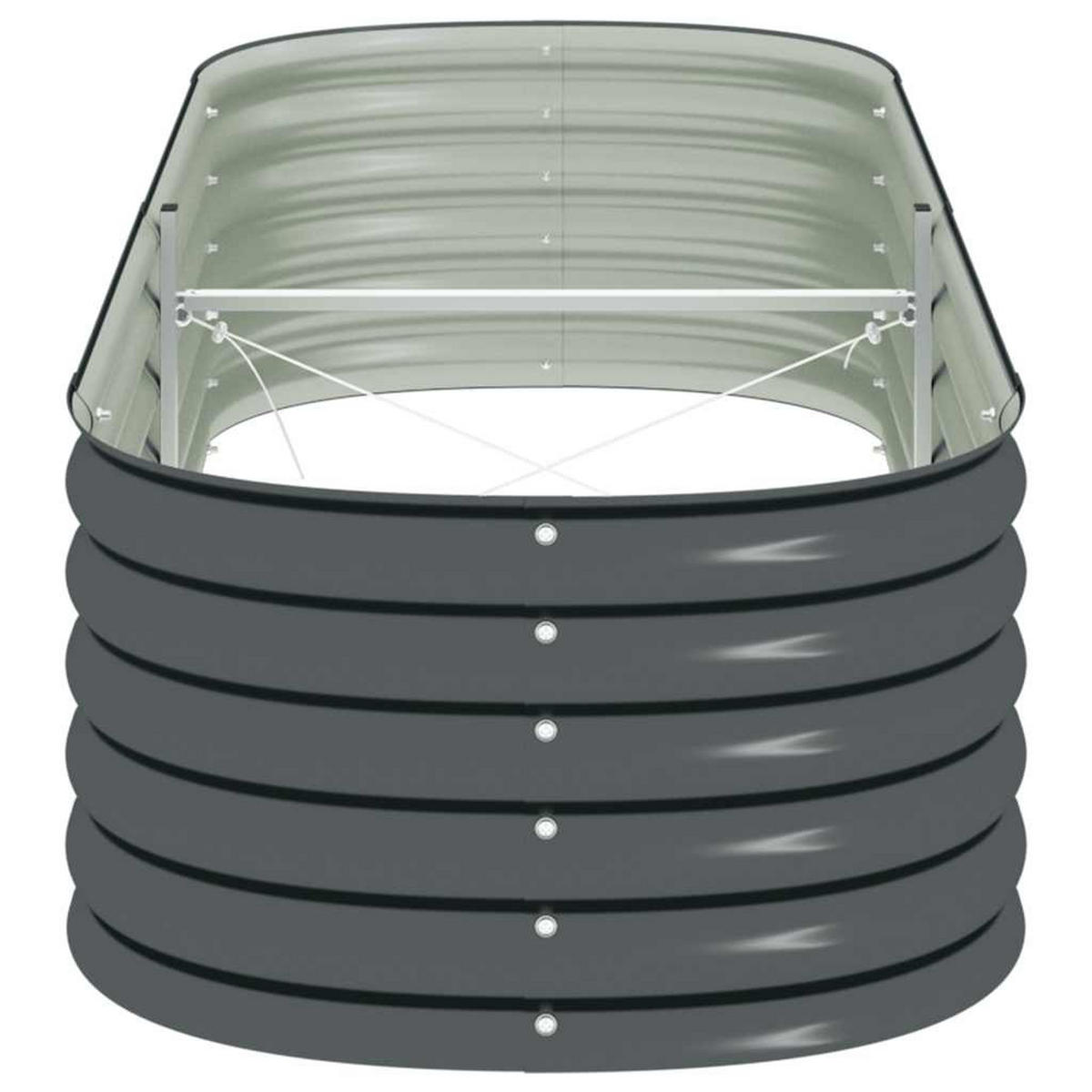 RUNDES Hochbeet für Garten BLUMO | Verzinkter Stahl | 240x80x44cm, Grau - Grau, Metall (240/44/80cm) - DELUKE