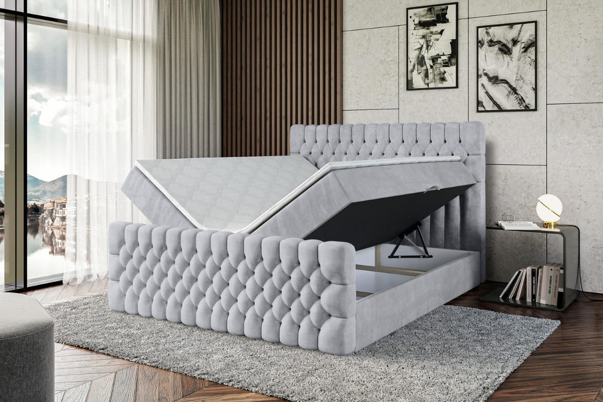 BOXBETT SERENE-Z - 120 x 200 - H4 - Hellgrau - Hellgrau, Holzwerkstoff (120/200cm) - ALTDECOR