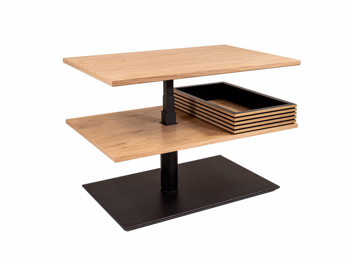 COUCHTISCH höhenverstellbar Clem 90x49x60 Furnier Schwarz/Wildeiche - Wildeiche/Schwarz, Holz (90/60/60cm) - 58aufmkessel