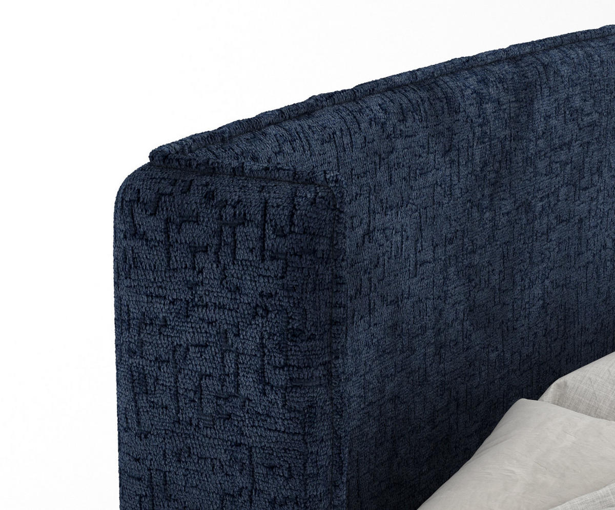 KONTINENTALBETT Ardis Marineblau 140/200 cm mit Matratze und Topper - Schwarz/Dunkelblau, Holz/Holzwerkstoff (140/200cm) - Maison de Reve