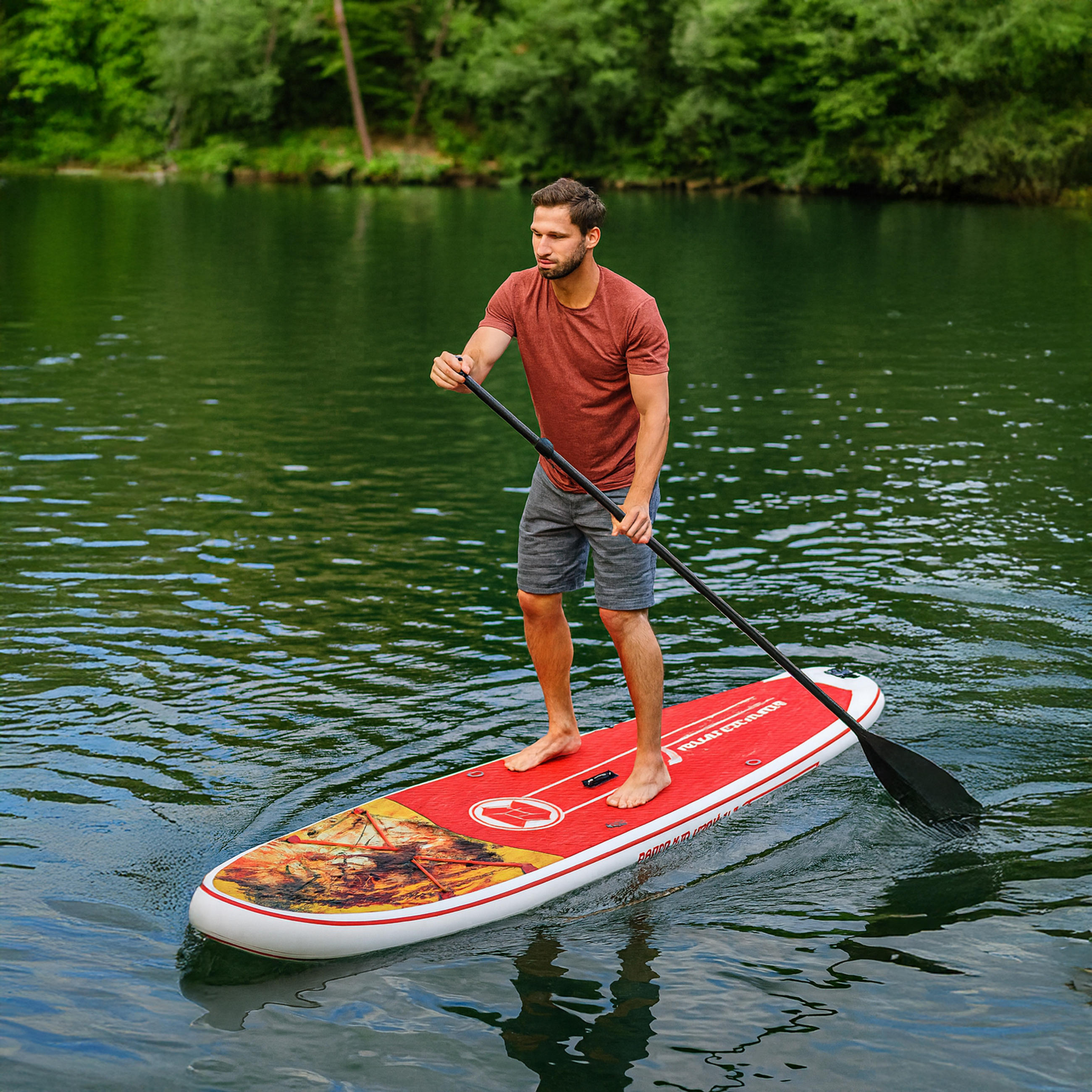 STAND-UP-PADDLE-BOARD ArtLeo SUP Komplettset 320 x 81 x 15 cm mit viel Zubehör - Rot, Kunststoff (320/81/15cm) - Zray