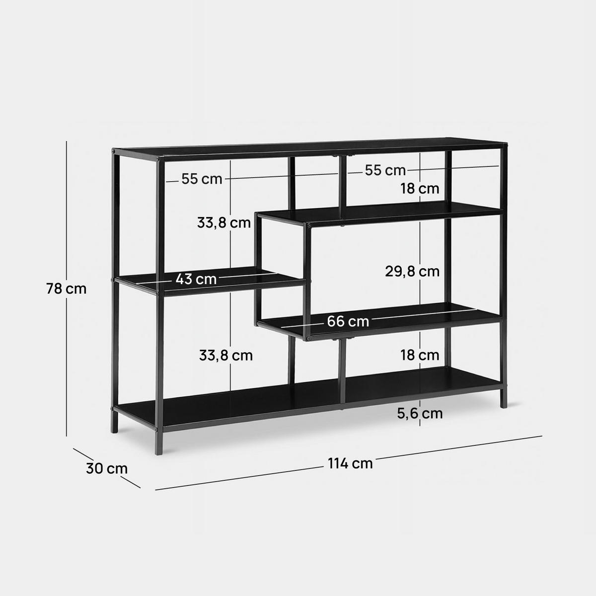 BÜCHERREGAL Ewan Schwarz 114 cm x 78 cm - Schwarz, Metall (114/78/30cm) - Klast Home