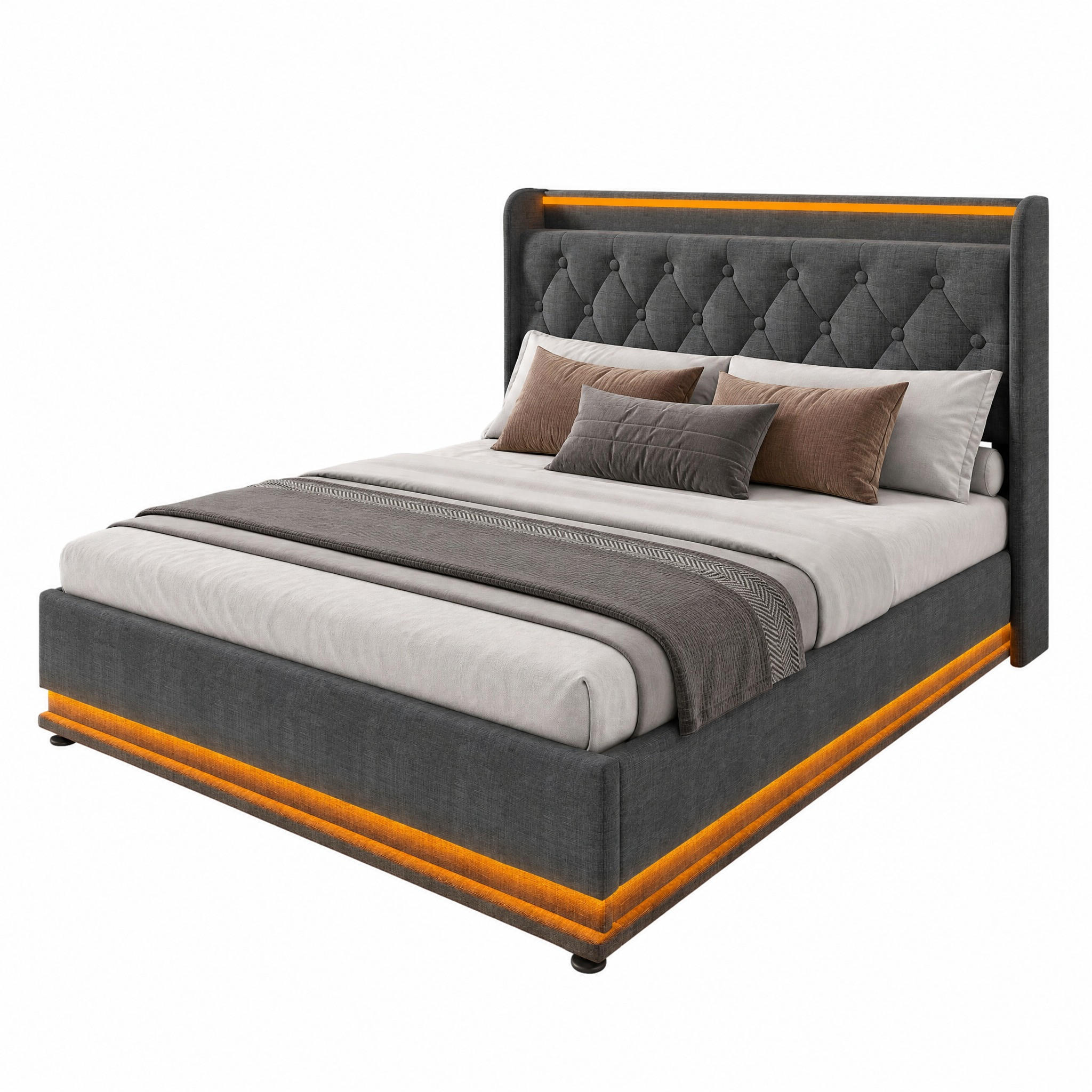 Beauniv Polsterbett Grau 160x200 cm
