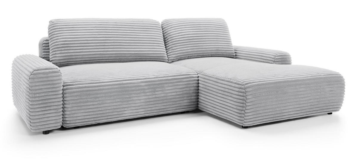ECKSOFA 260 cm Cantara mit Cordstoff, Bettkasten, Rechts, Grau - Grau, Holz (162/264cm) - Emporius