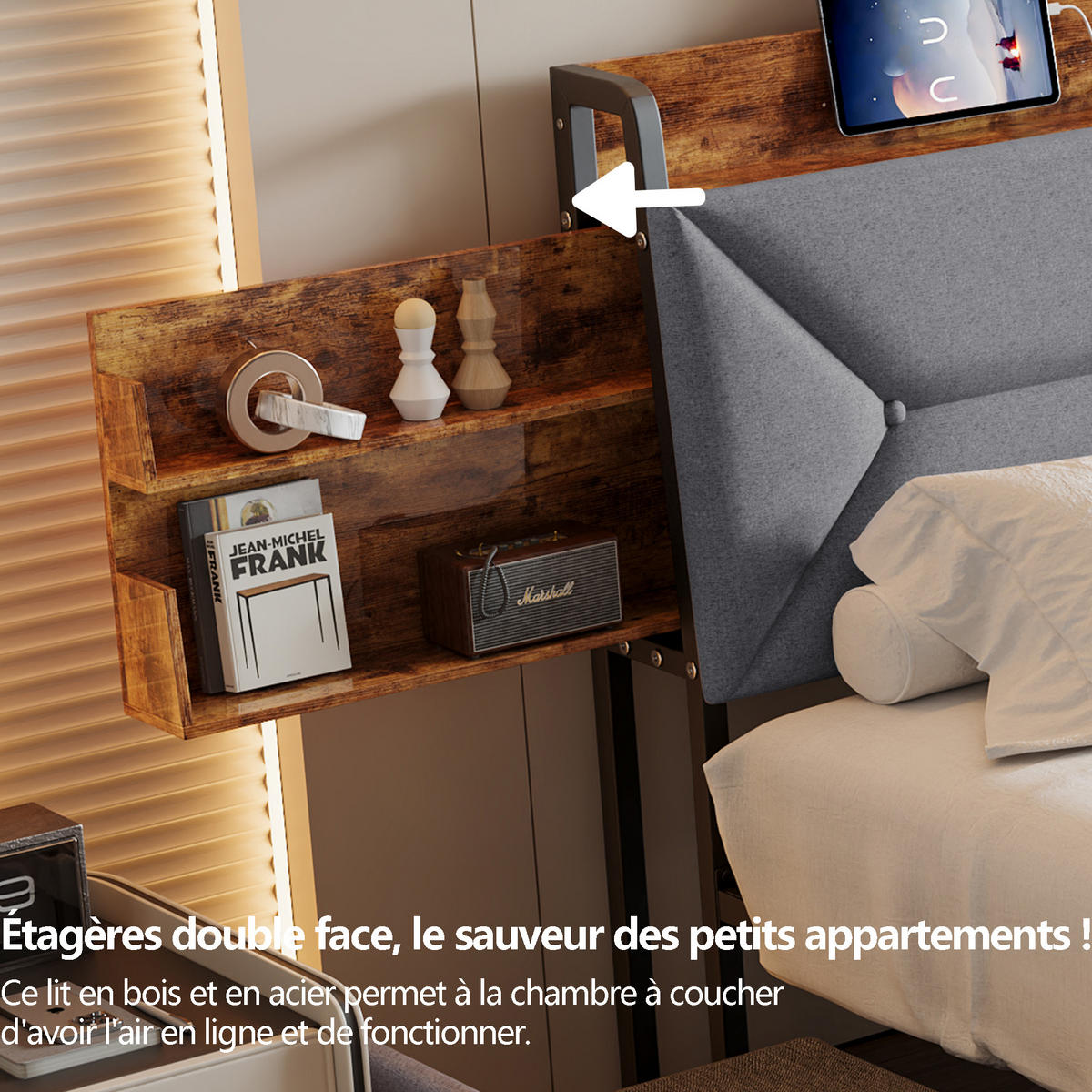 POLSTERBETT 140x200 cm 4 Schubladen USB Kopfteil grau - Grau, Holz (140/200cm) - LEBENLANG