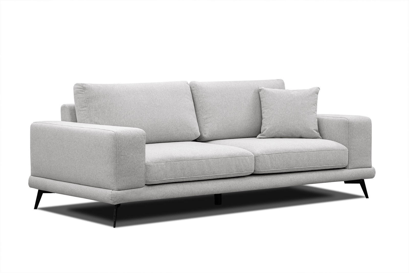 SOFA MEDIOLANE 3-Sitzer, hellgrau - Hellgrau, Holzwerkstoff/Textil (233/87/96cm) - Courtois Laville