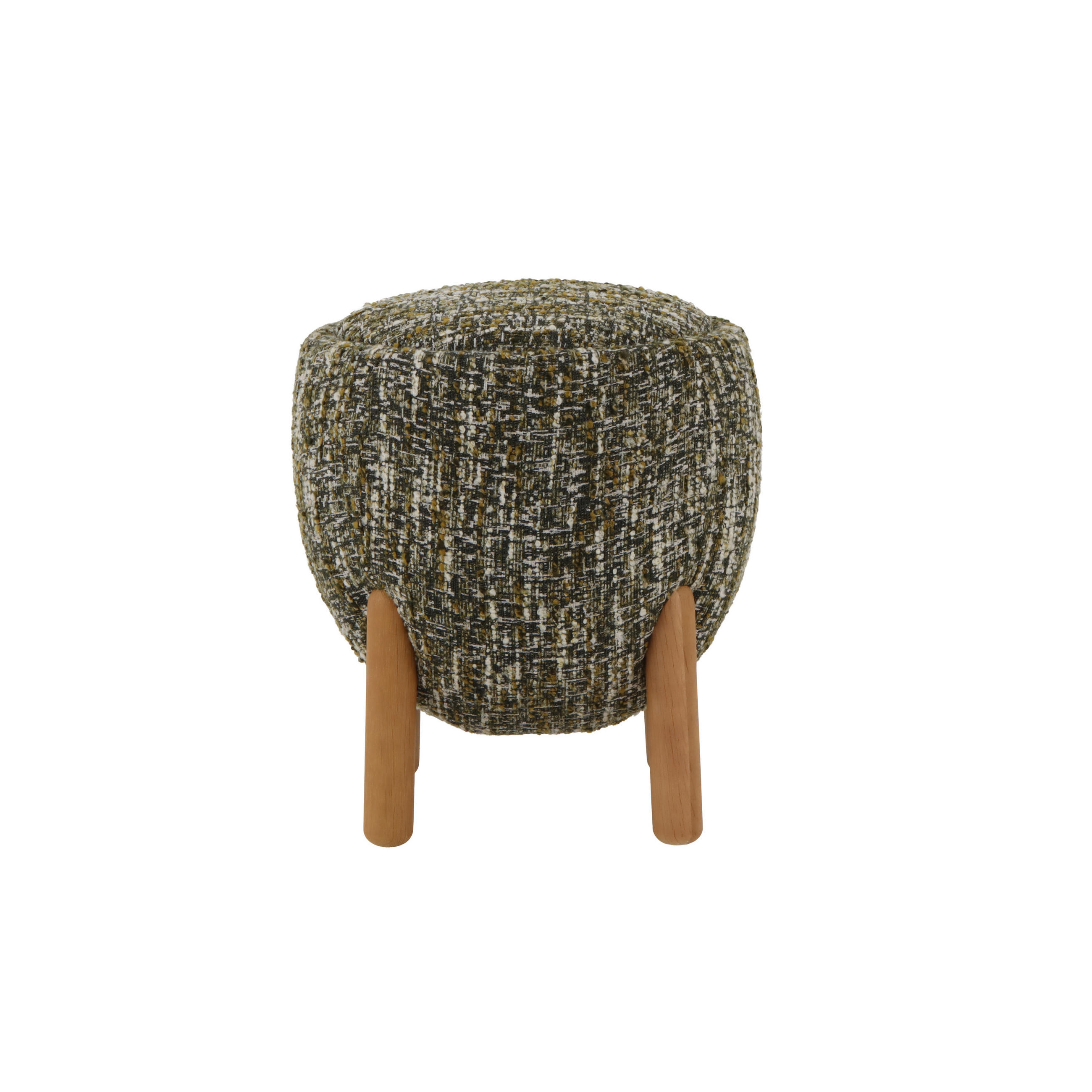 HOCKER Theo, Natur Massiveiche + grüner Stoff - Grün, Holz (45.5/52/45.5cm) - WOODEK