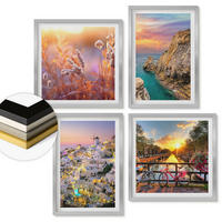 WANDBILDER 4er Set - 50x50 cm & 40x60 cm Silberner Rahmen - Sonnenuntergänge am Meer - Silberfarben, Kunststoff (50/50cm) - ArtPrintCave