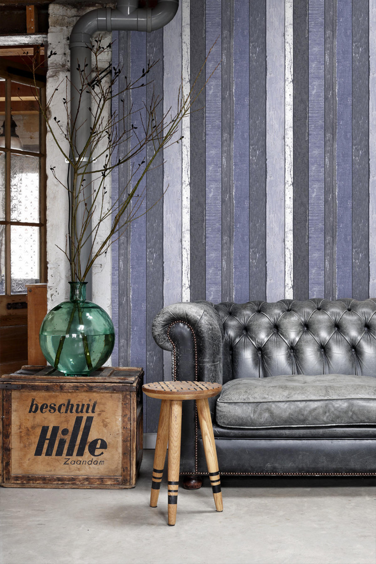 TAPETE Holzoptik 53 cm x 10.05 m - Blau, Papier (53/1000cm) - ESTAhome