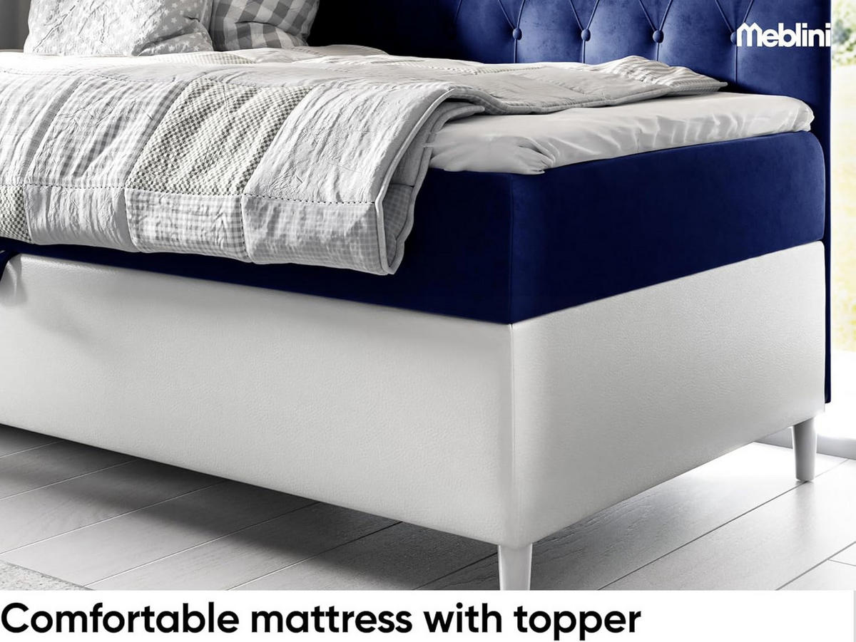 KINDERBETT FLIPPO 2 - Dunkelblau/Weiß, Holzwerkstoff (102/202cm) - Meblini