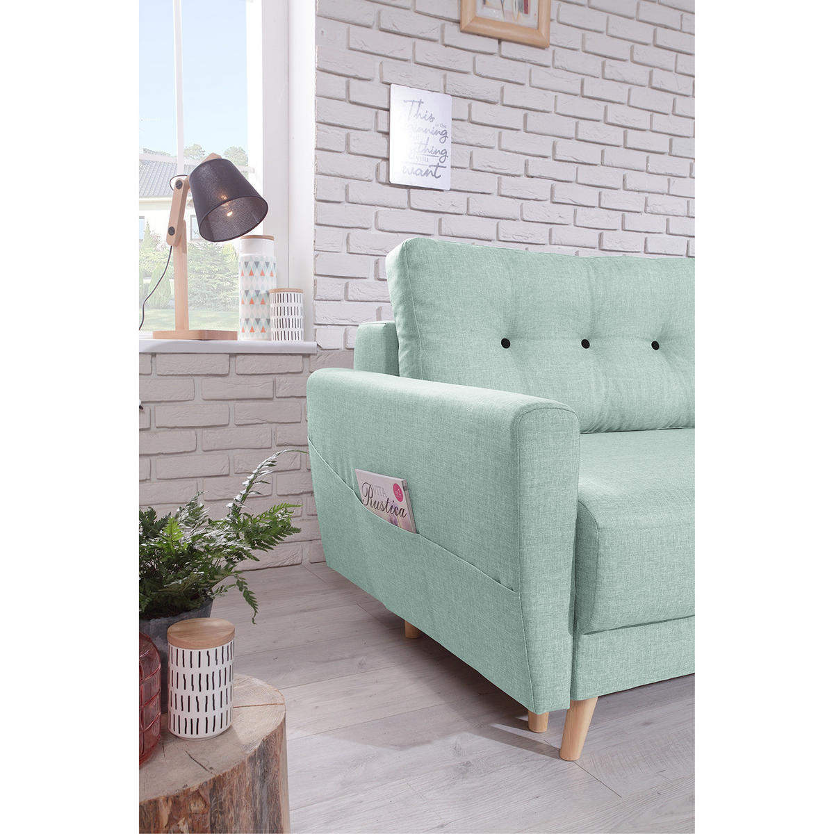 3-SITZER SOFA - Grau, Holz (220/90/90cm) - home24