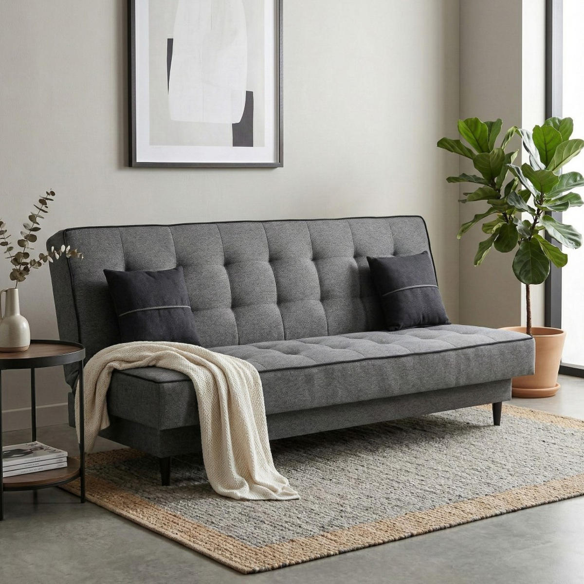 ROZKLÁDACÍ pohovka Bario 3místná s funkcí spaní, šedá - šedá, textil (200/90/98cm) - Beautysofa