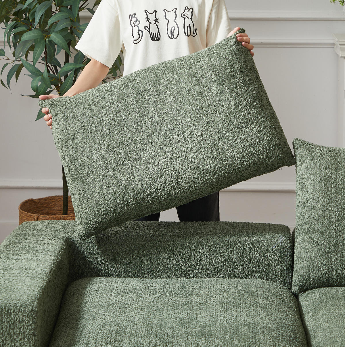SOFA modular mit Chaiselongue 251 x 160 x 81 cm Chenille Green 4-teilig - Grün, Kunststoff (160/250cm) - Meubliv