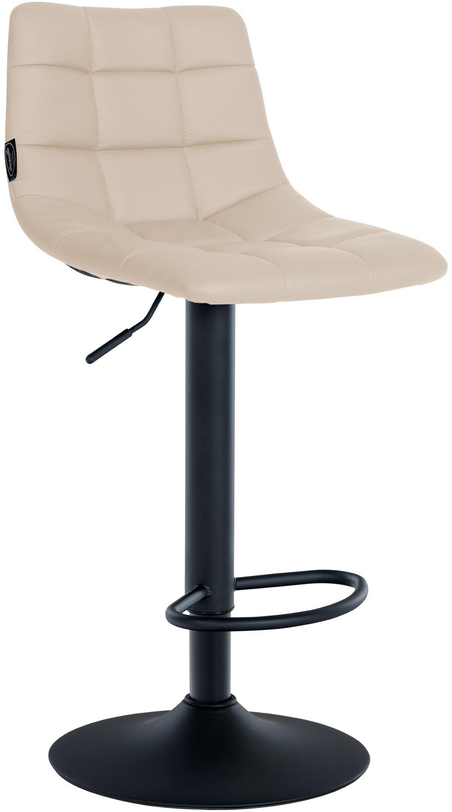 BARHOCKER James Kunstleder schwarz creme - Creme/Schwarz, Kunststoff/Metall (43/108.5/46.5cm) - TPFLiving