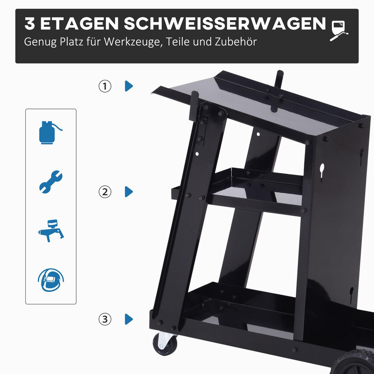 SCHWEISSWAGEN DE-09518 Schwarz - Schwarz, Metall (71/39/70cm) - ComfortXL