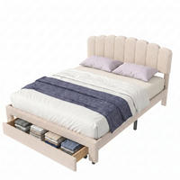 POLSTERBETT 140/200cm, mit Schubladen, USB-A/C Ladefunktion, Lattenrost aus Holz, sherpa gepolstertes Bett, Beige - Beige, Holzwerkstoff (140/200cm) - Brevoria