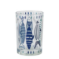 WINDLICHT FISCH - Blau, Glas (12/18cm) - J-Line
