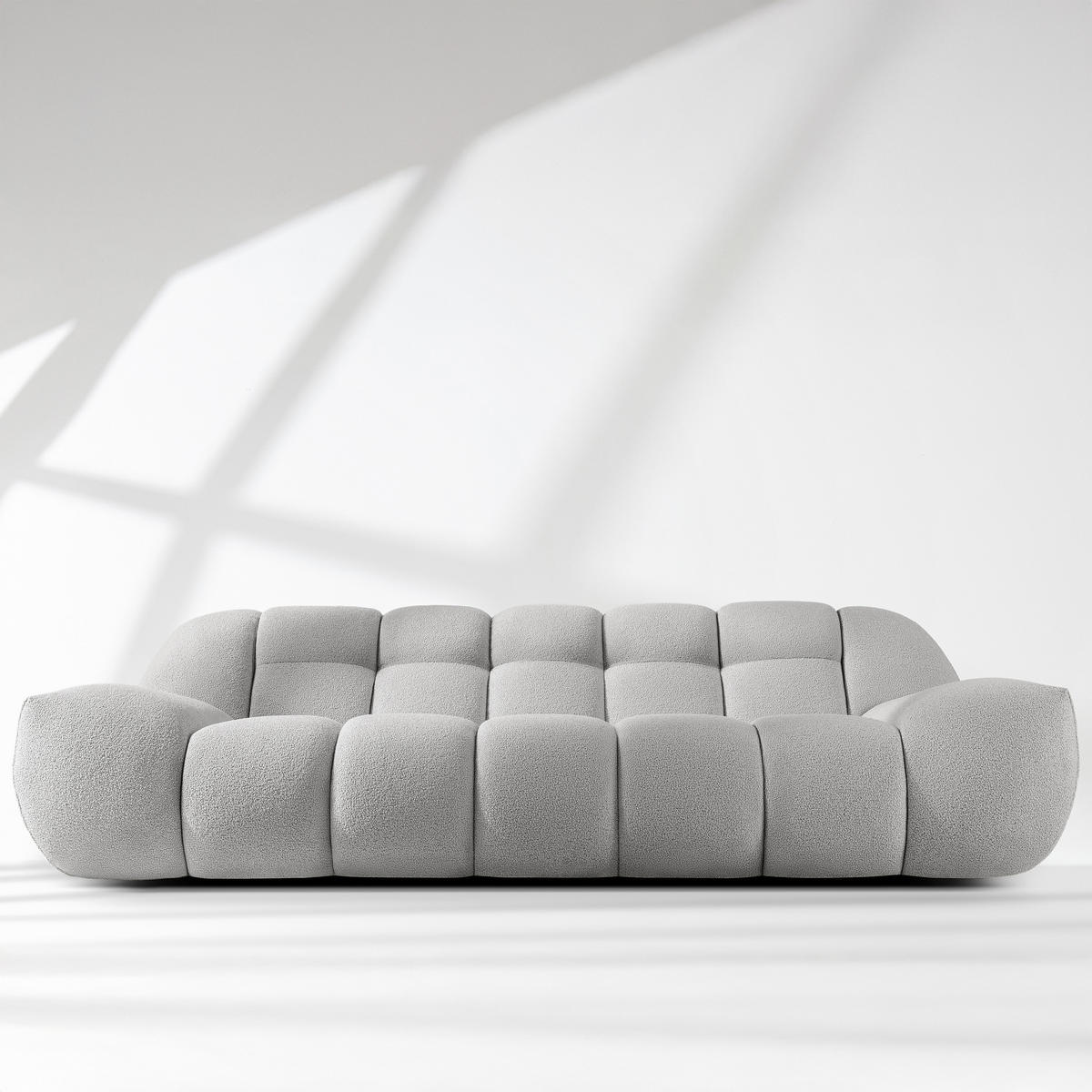 EINZELSOFA VENA Bouclé, Hellgrau - Hellgrau, Holz/Textil (225/72/105cm) - KONSIMO®