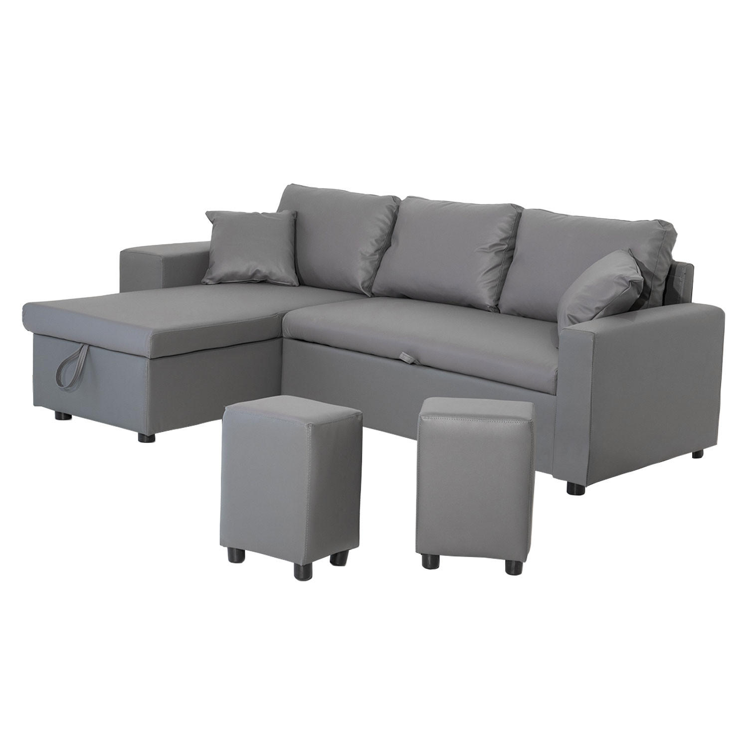 ECKSOFA Tony Grau 3 Plätze - Grau, Kunststoff (146/238cm) - Happy Garden