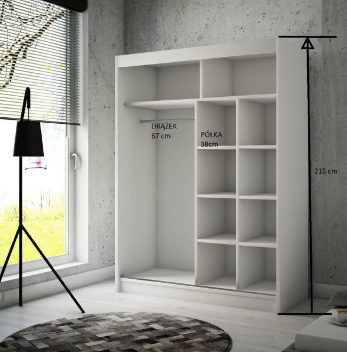 SCHRANK Sonoma Eiche BERGO Schiebetür 150 cm - Multicolor, Holzwerkstoff (150/215/61cm) - Sepro Meble