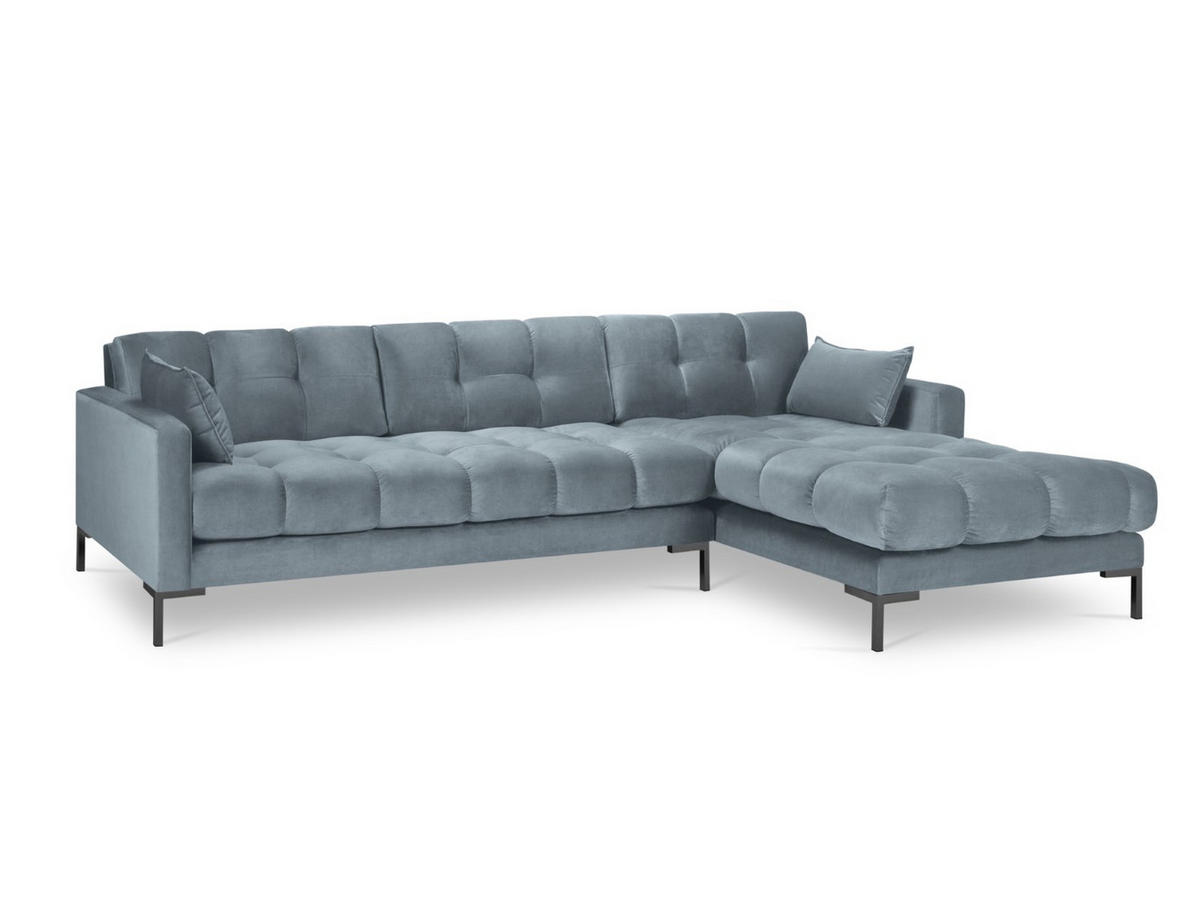 ECKSOFA rechts Mamaia aus Samt hellblau 5 Sitzplätze - Hellblau, Textil (185/293cm) - Micadoni