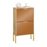 SCHUHKIPPER Gold - Goldfarben, Glas/Holzwerkstoff (55/90/24cm) - SoBuy