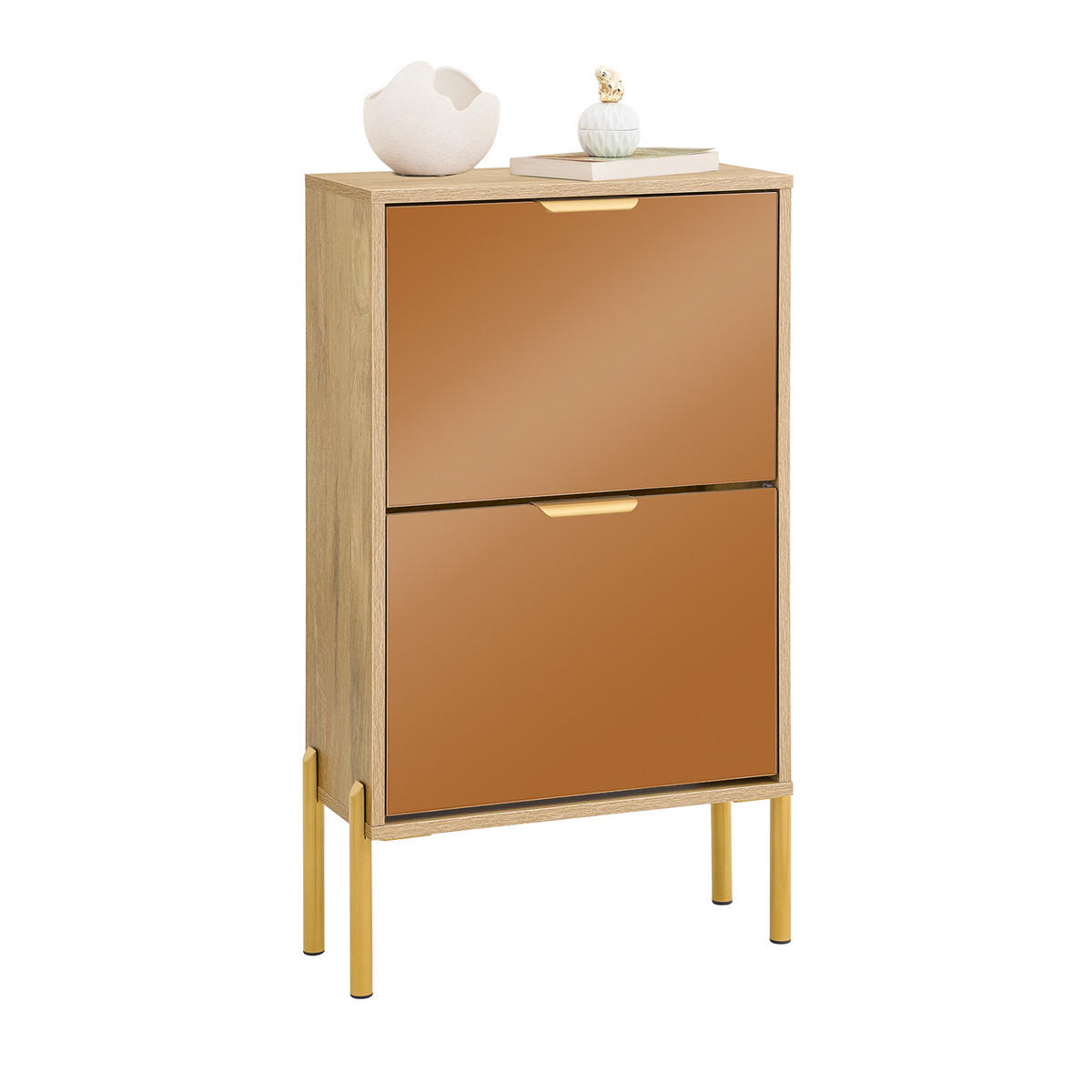 SCHUHKIPPER Gold - Goldfarben, Glas/Holzwerkstoff (55/90/24cm) - SoBuy