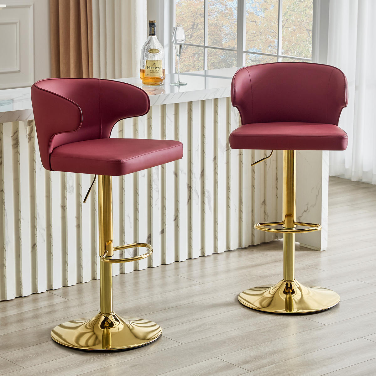 BARHOCKER DE-36724 2er-Set höhenverstellbar mit 360°-Drehung Rot - Rot, Metall (45/110/49.7cm) - ComfortXL