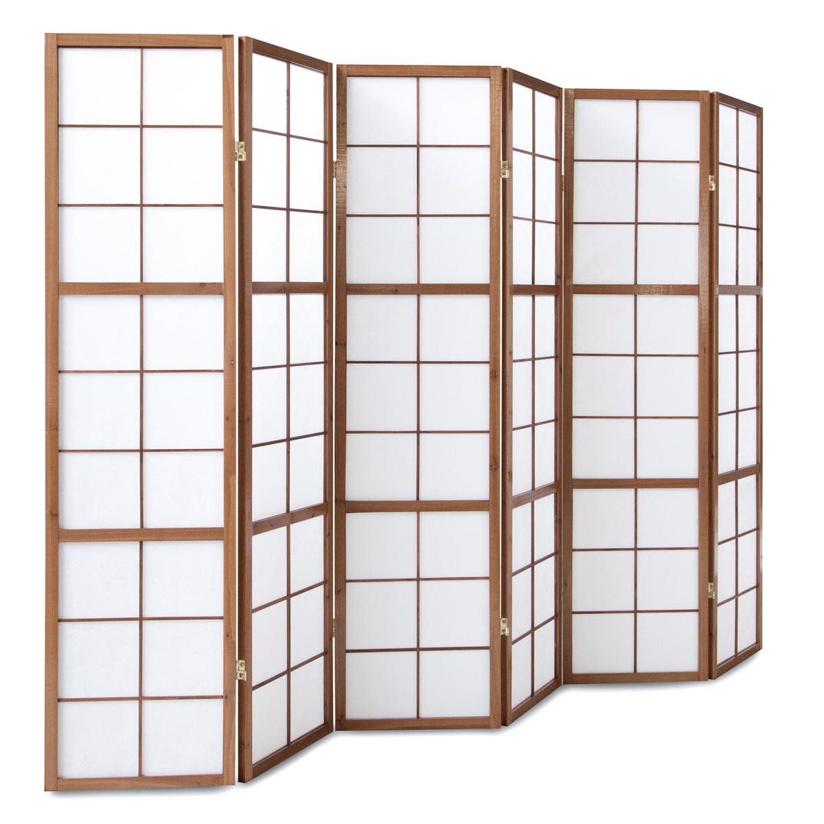 PARAVENT 6-tlg. 264/175 cm Braun Shoji - Braun, Holz (264/175/2cm) - Homestyle4u