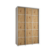 SCHWEBETÜRENSCHRANK 235,2/160/60 3-türig - Silberfarben/Eiche Artisan, Holz/Metall (160/235/60cm) - Abiks Möbel