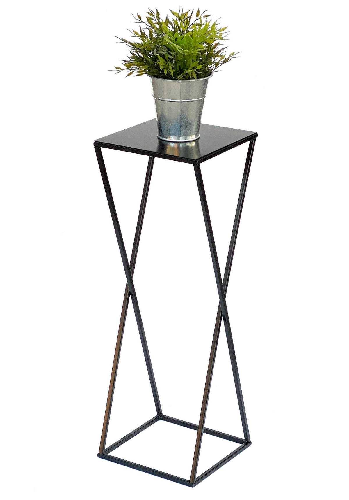 BLUMENHOCKER Eckig Metall Schwarz 68 cm 437 - Schwarz, Metall (23/68/23cm) - DanDiBo