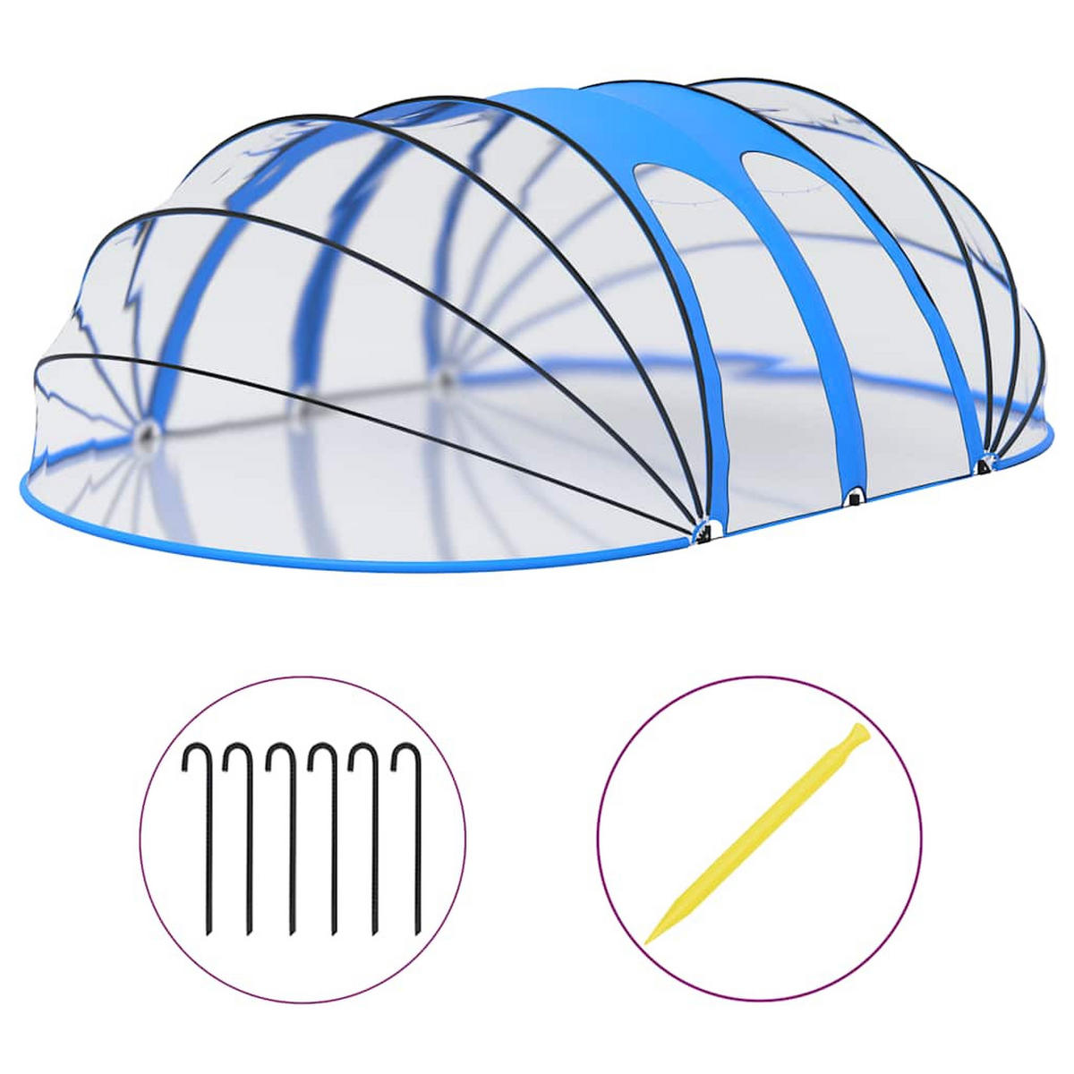 POOL-KUPPEL Oval 620x410x210 cm - Blau, Kunststoff (410/620cm) - furnicato