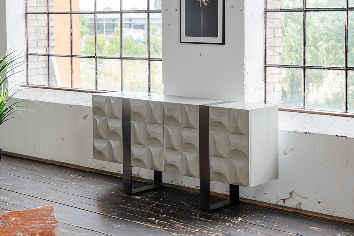 SIDEBOARD MARGO Grau Holz - Grau, Holz/Metall (180/85/40cm) - KAWOLA