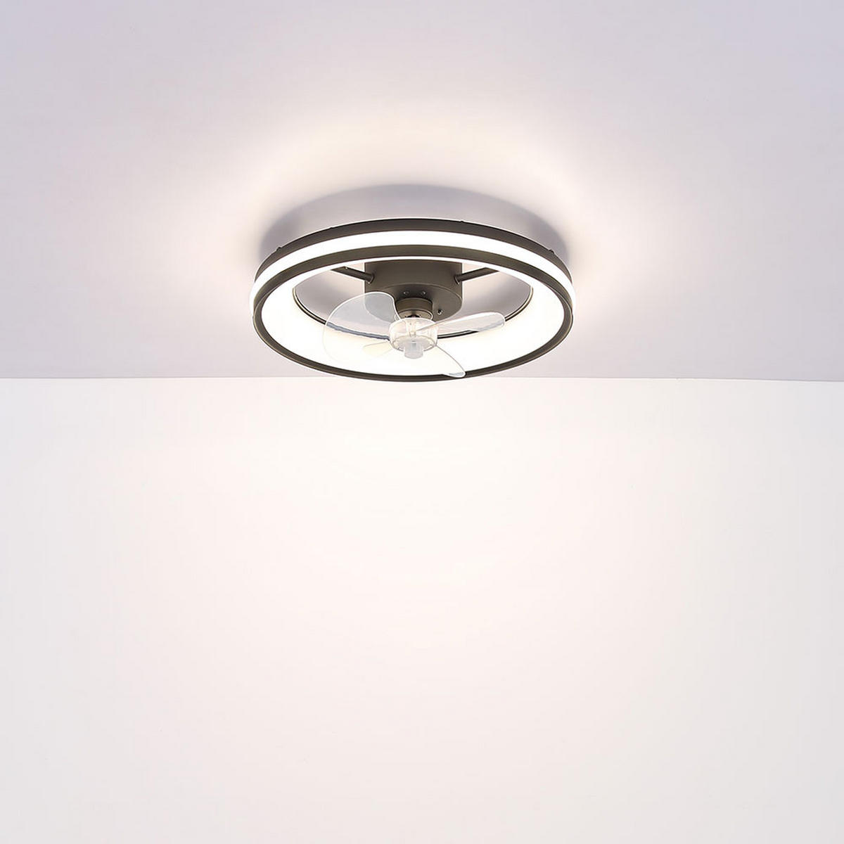 LED DECKENLEUCHTE Ventilator Metall Schwarz - Schwarz, Metall (49.5/49.5/15cm) - Globo Lighting