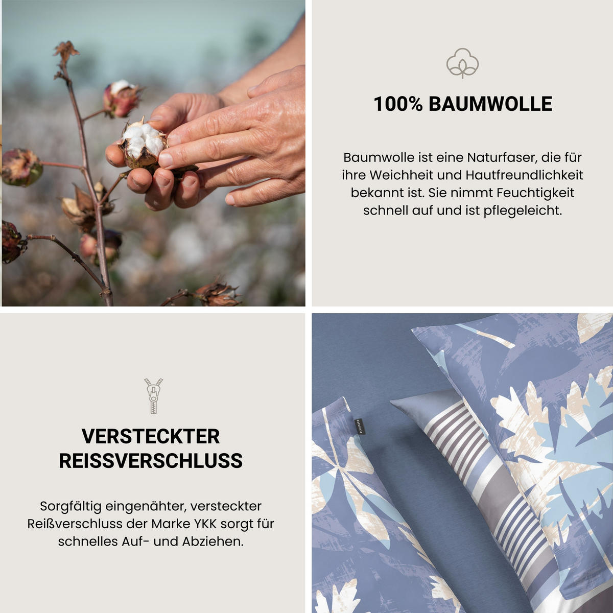 BETTWÄSCHESET Vera Baumwollsatin 2-teilig - Blau, Textil (135/200cm) - SCHIESSER